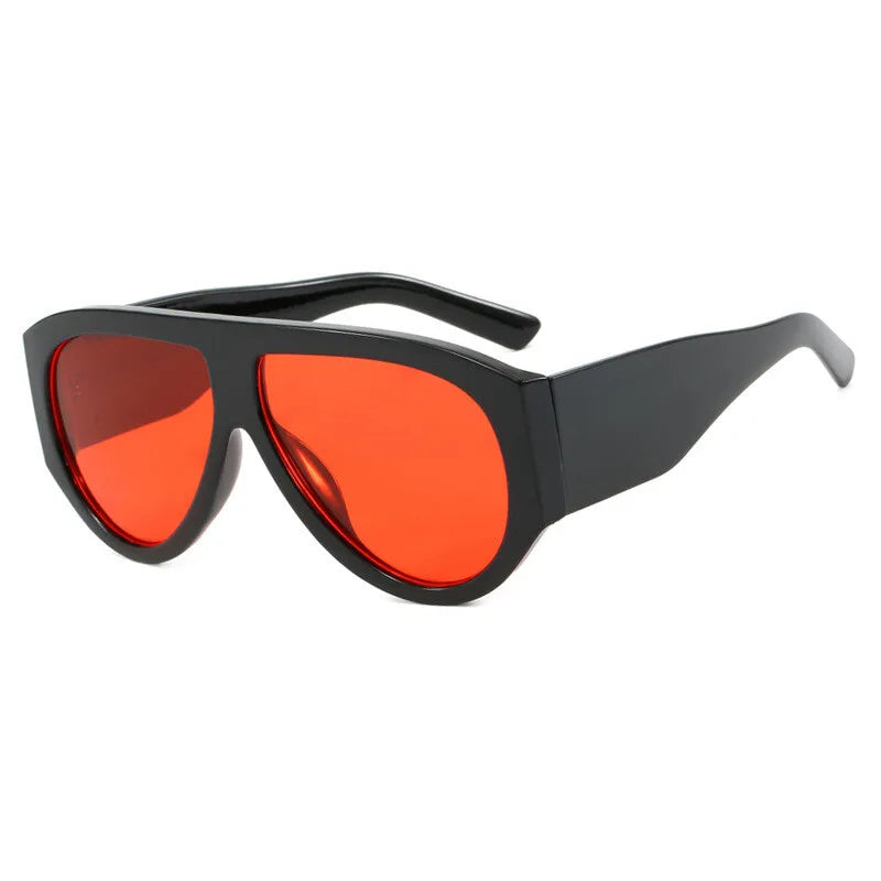 Black Windproof Punk Oversized Pilot Big Frame Sunglasses