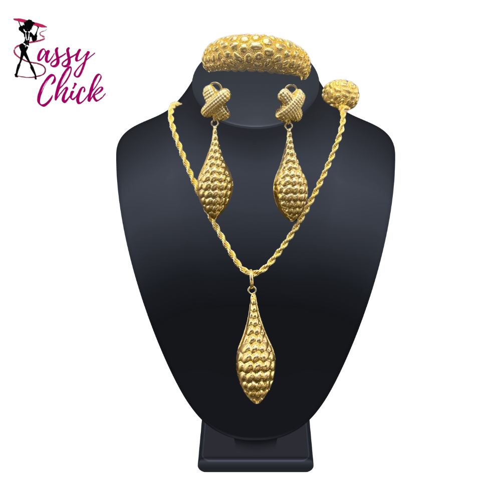 Women 24K Gold Plated Jewelry Set Sassy Chick Logo