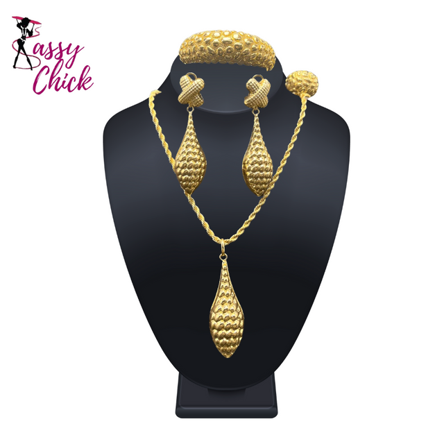 Women 24K Gold Plated Jewelry Set Sassy Chick Logo