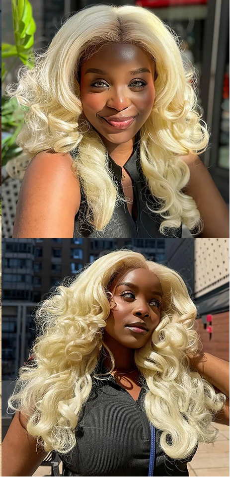 Blonde Women Curly Afro Lace 24Inch Latisha Synthetic Wig