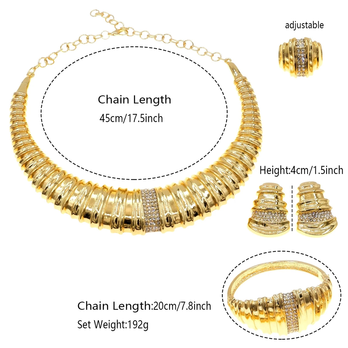 Size of Women Gold Plated Bone Round Shape Jewelry Set