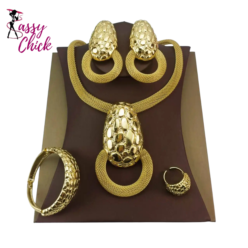 Women Gold Plated Jewelry Set Sassy Chick Logo