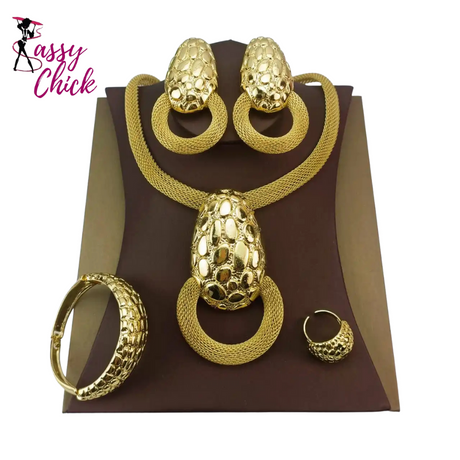 Women Gold Plated Jewelry Set Sassy Chick Logo