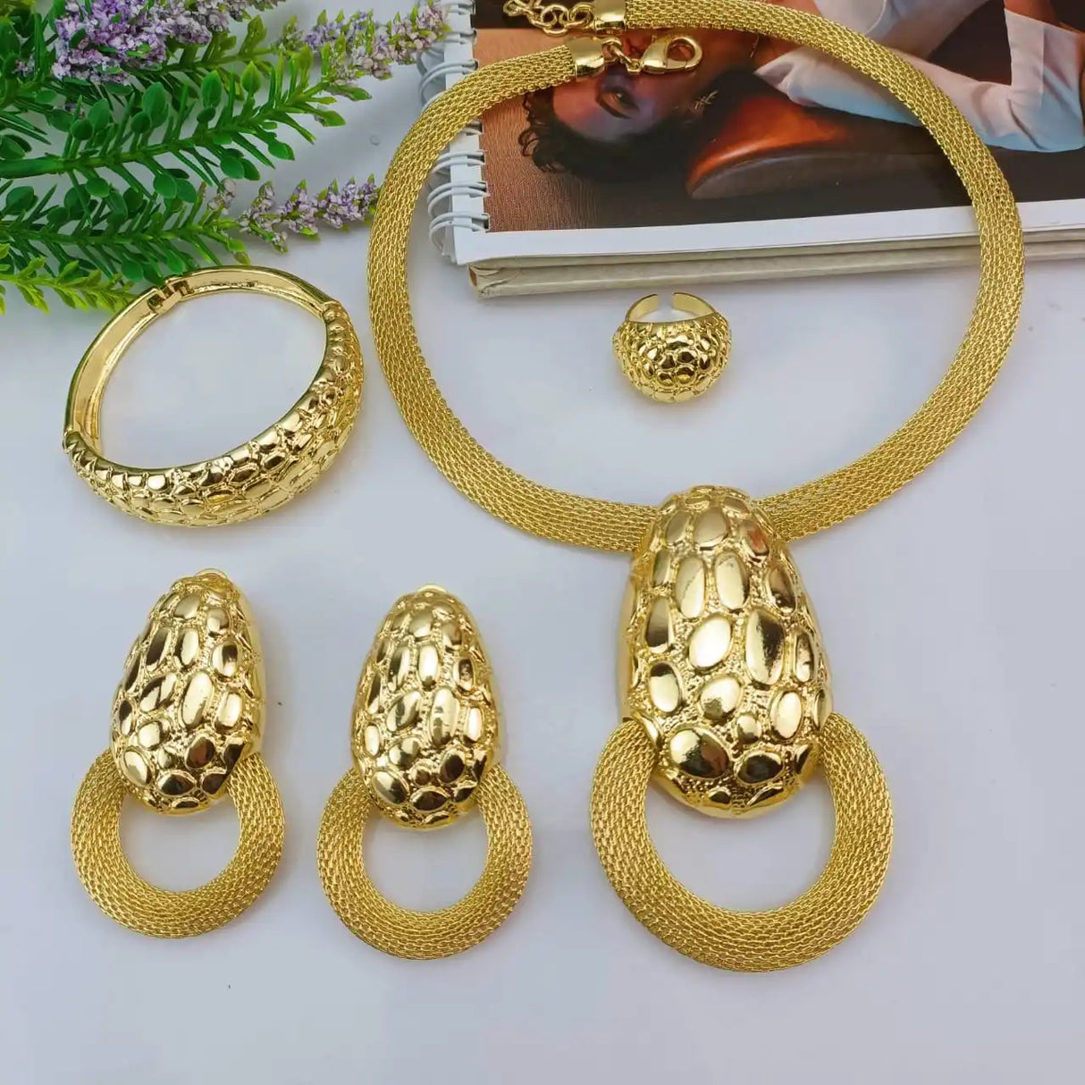 Women Gold Plated Jewelry Set