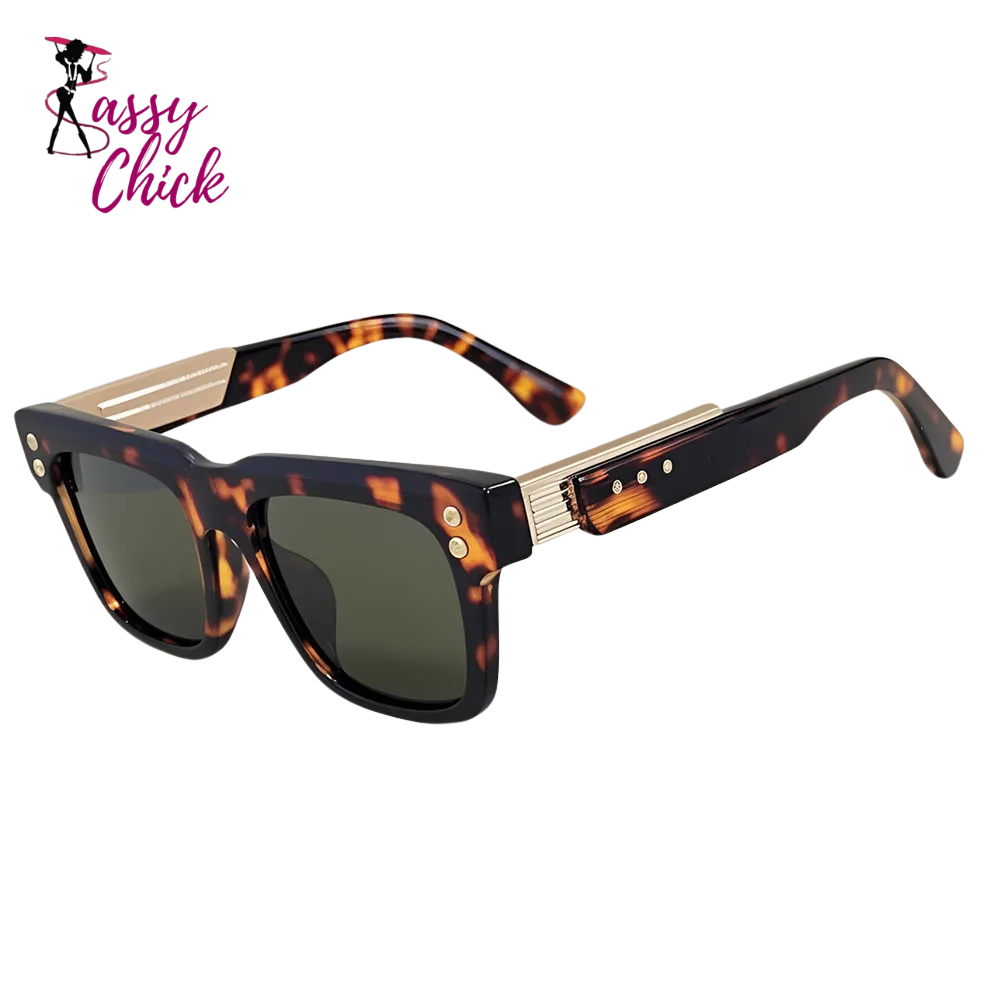 Women Luxury Fashion Square Sunglass Sassy Chick Logo