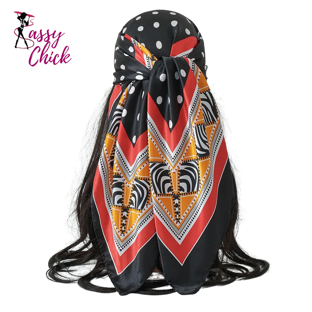 Women Silk dot design Scarf Sassy Chick Logo
