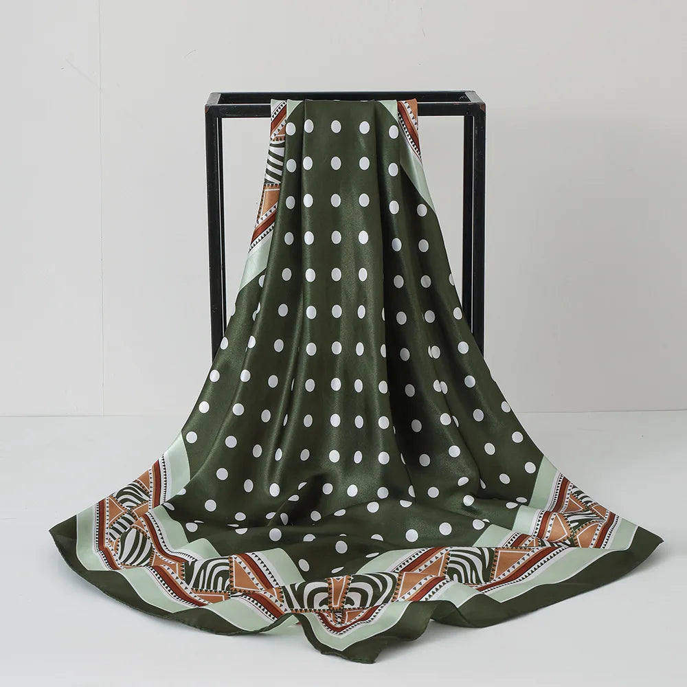 Green Women Silk dot design Scarf