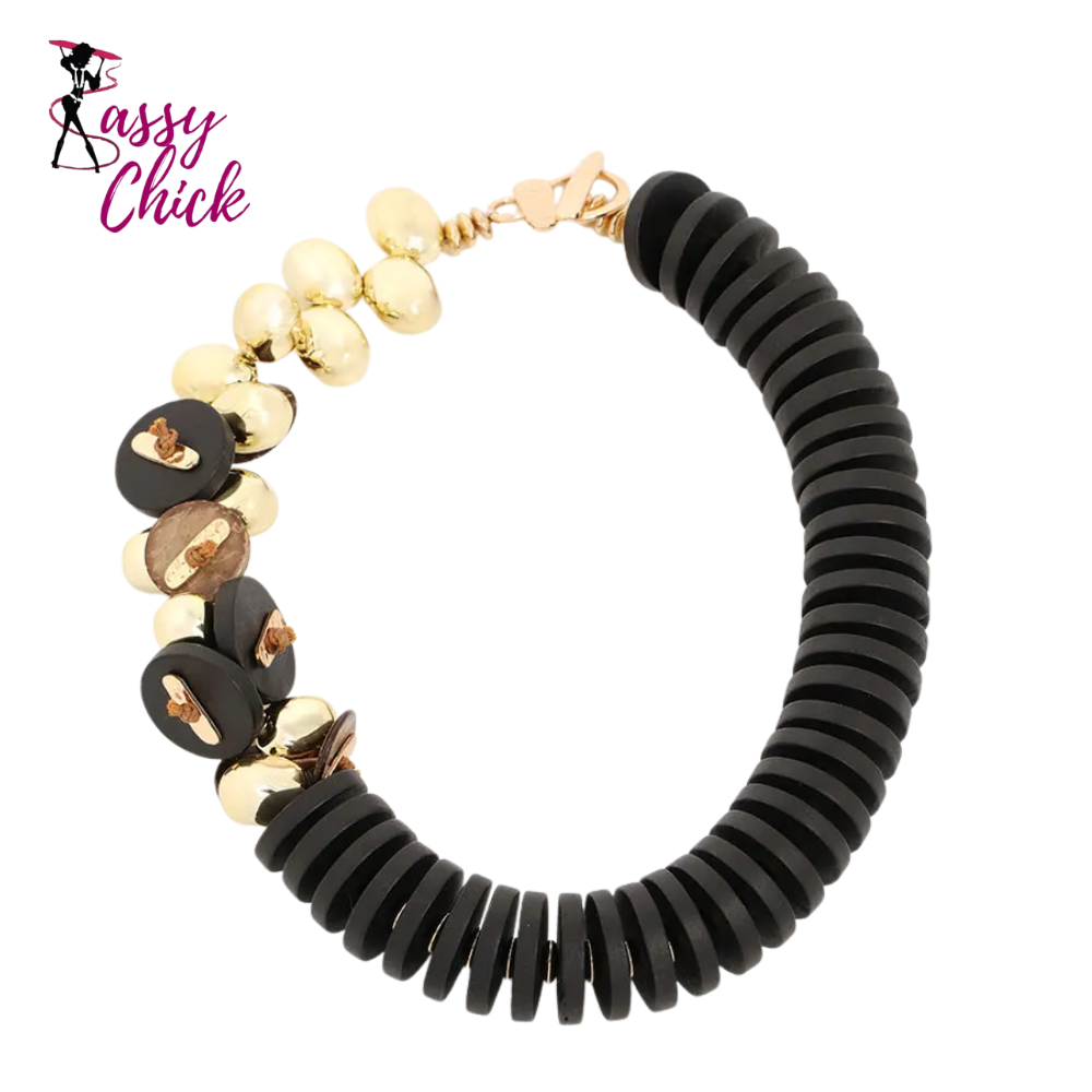 Wood Beads Handmade Statement Boho Necklace Sassy Chick Logo