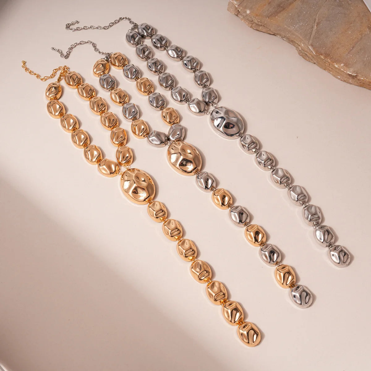 Collection of Y-shaped Long Irregular Iron Metal Chunky Geometric Necklaces