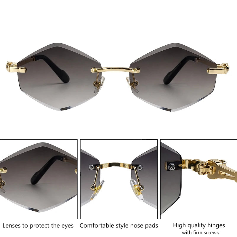 Details of Y2K Punk Rimless Hexagon Sunglasses