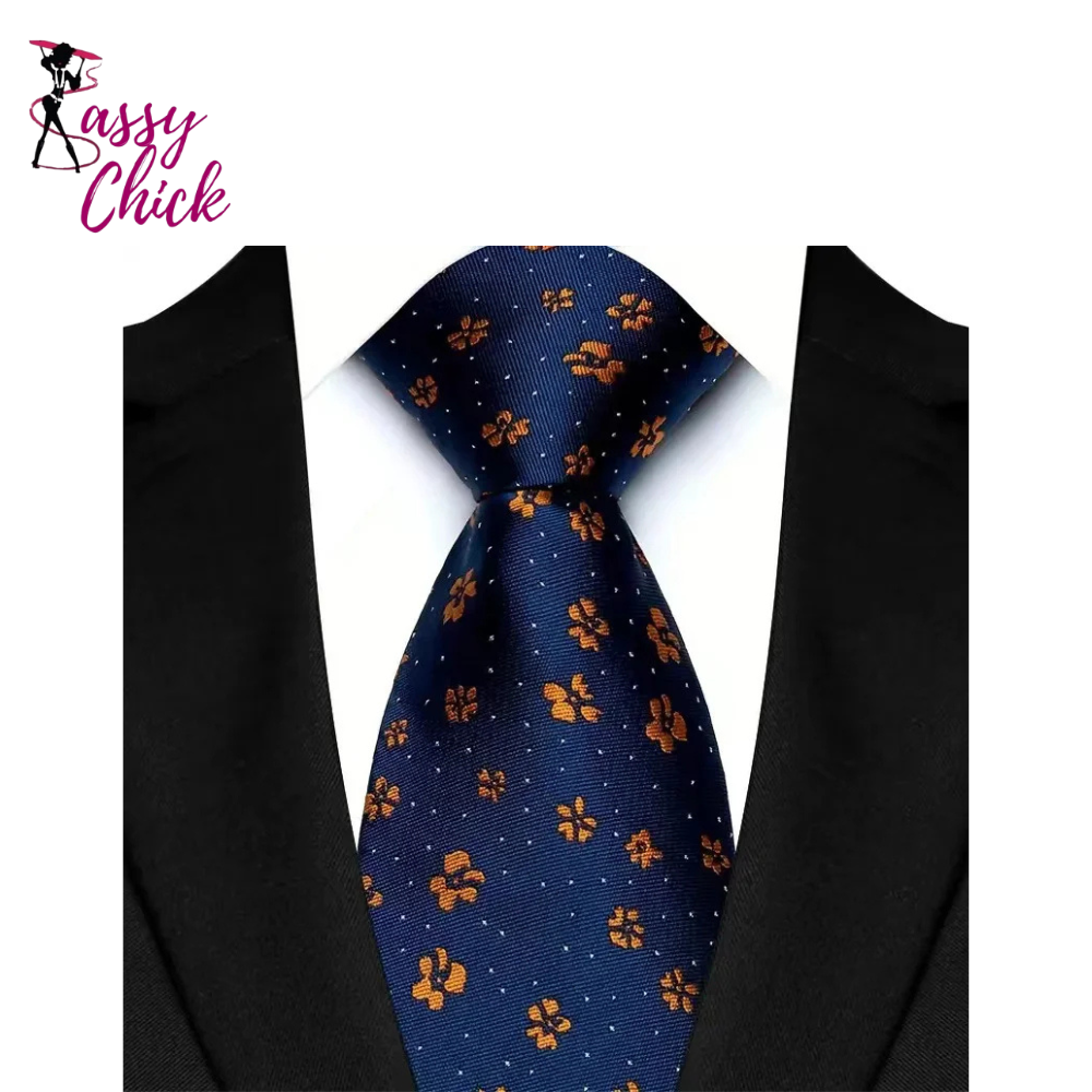 Yellow Blue Green Polka Dot Flower 8cm Classic Business Necktie Sassy Chick Logo