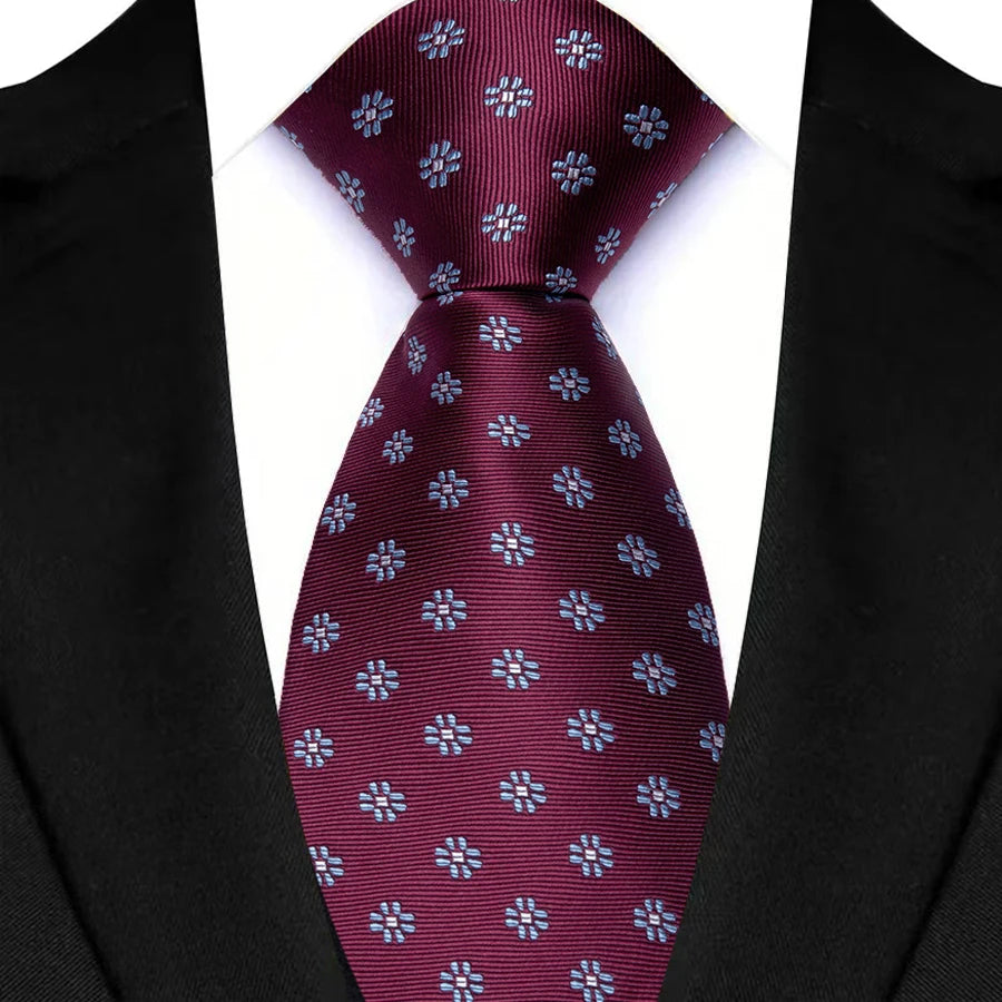 Yellow Blue Green Polka Dot Flower 8cm Classic Business Necktie