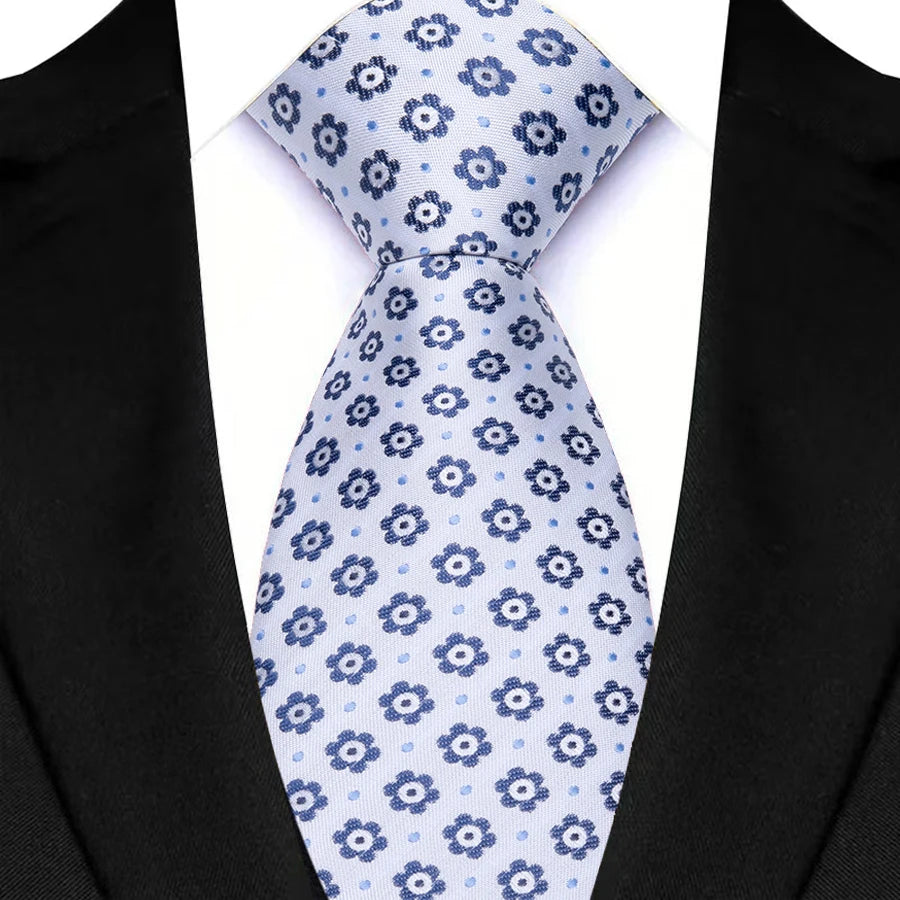 Yellow Blue Green Polka Dot Flower 8cm Classic Business Necktie