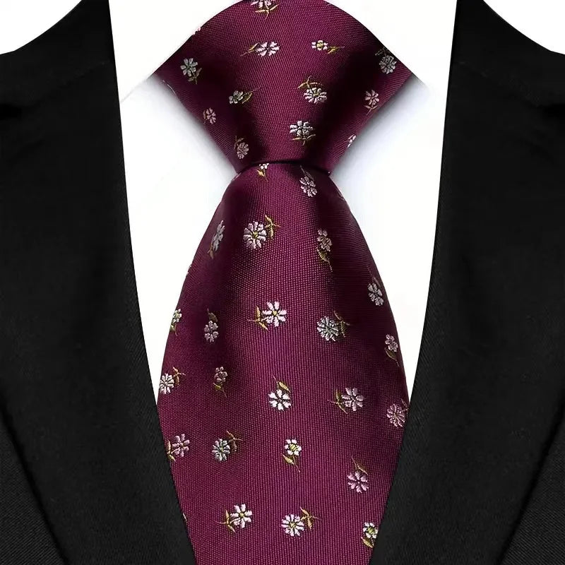 Yellow Blue Green Polka Dot Flower 8cm Classic Business Necktie