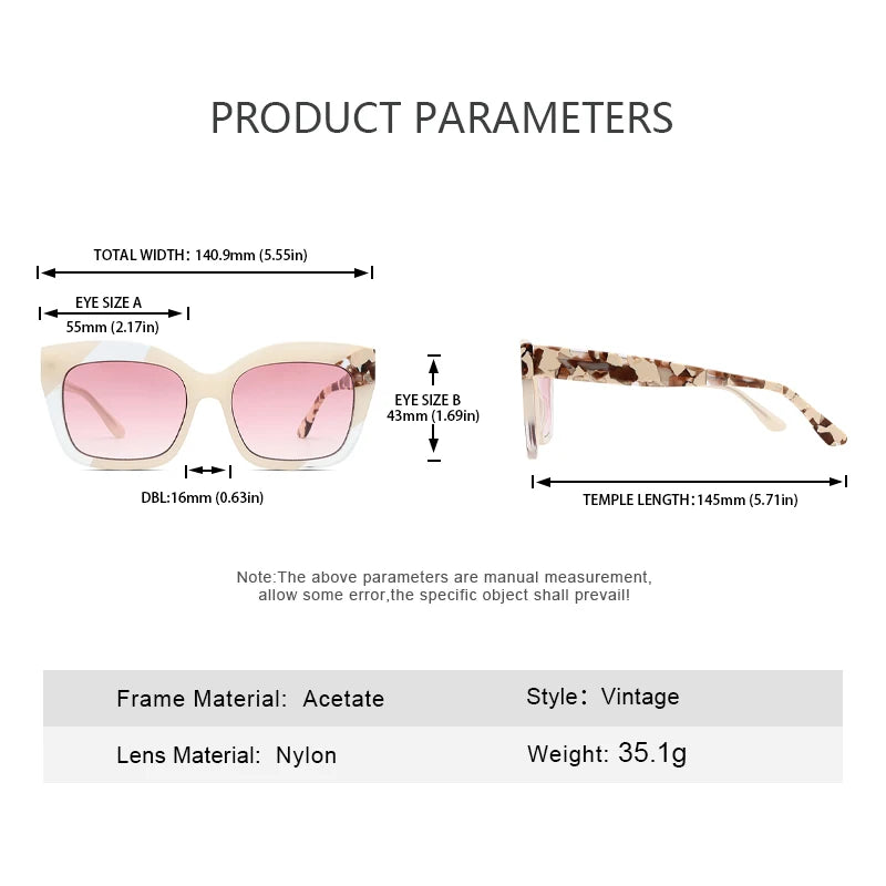 Luxury cat eye sunglasses women acetate frame UV400 lenses