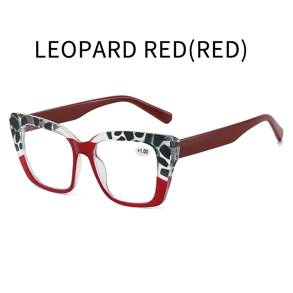 Square frame anti blue light reading glasses for women and men