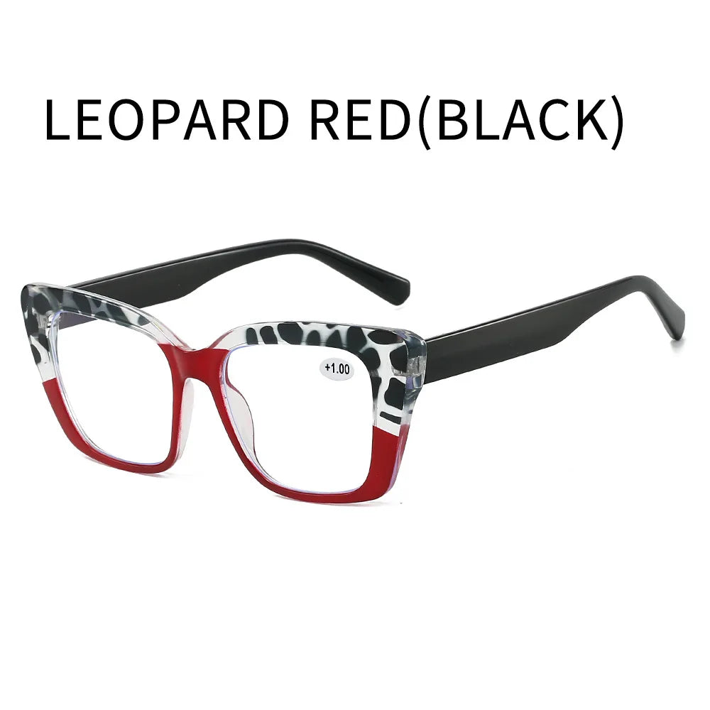 Square frame anti blue light reading glasses for women and men