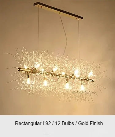 LED firework chandelier with crystal dandelion branches for ceiling decor
