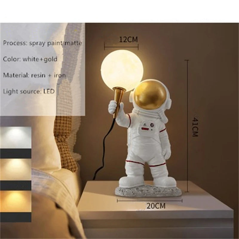 Nordic LED astronaut wall lamp with moon design for kids' room or bedroom lighting