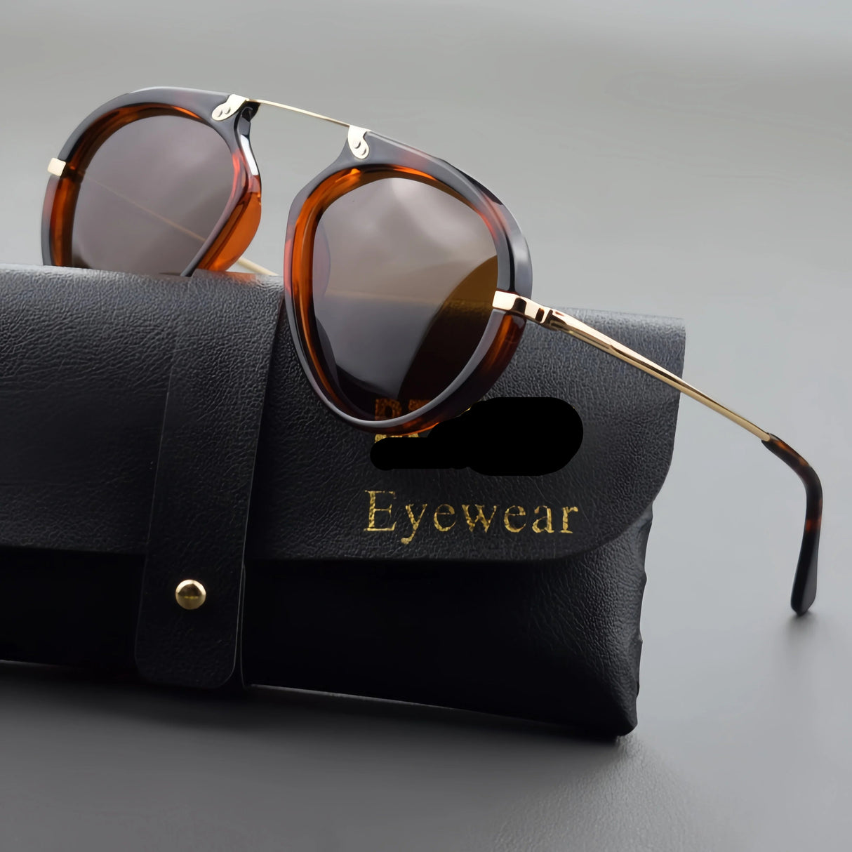 Men and women geometric polarized sunglasses with acetate metal frame