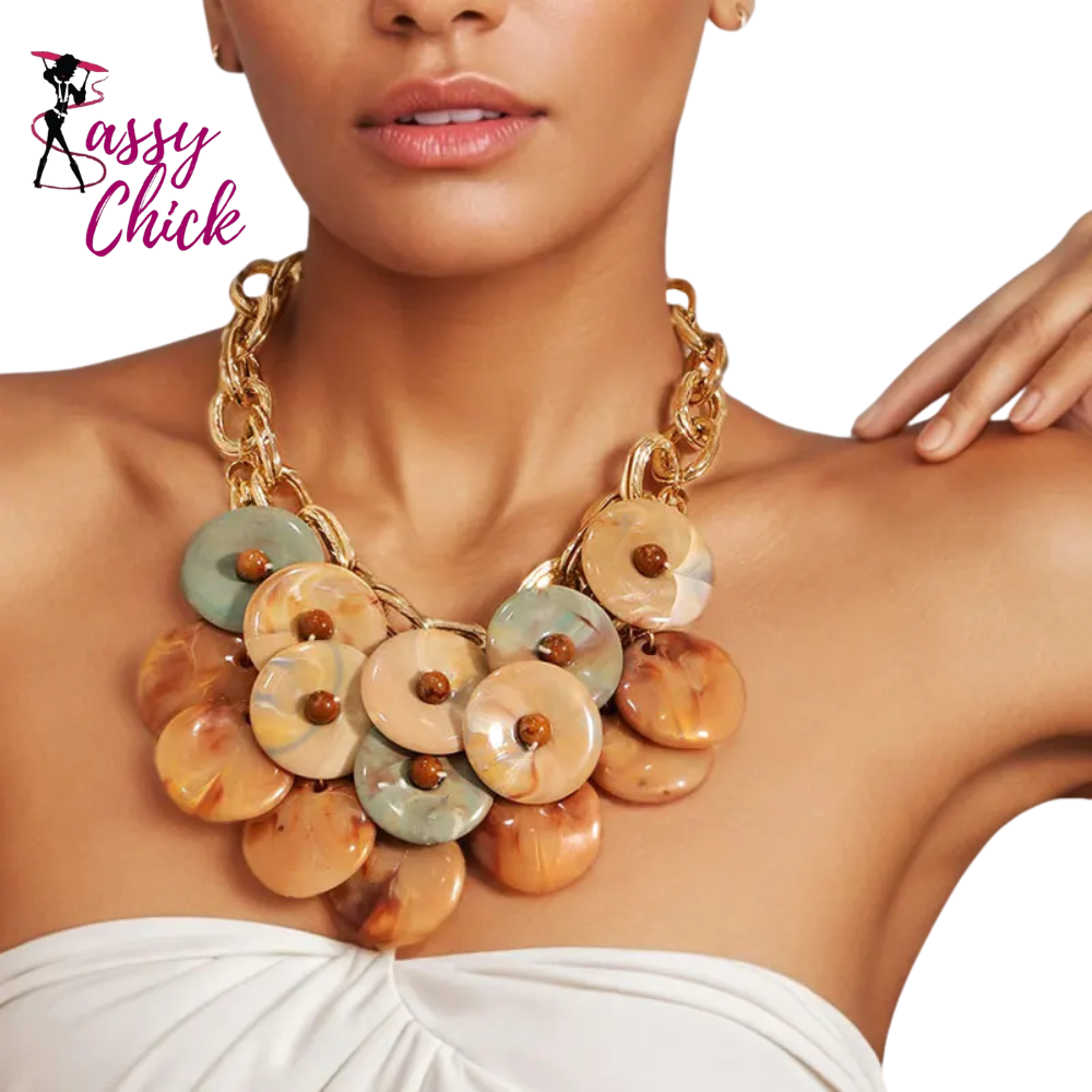 Girl Trendy Vintage Statement Chain & Beads Necklace Sassy Chick