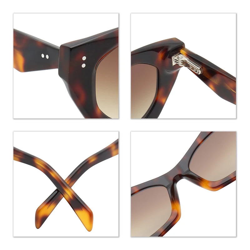 Leopard print polygon sunglasses with acetate frame UV400 lenses for men and women