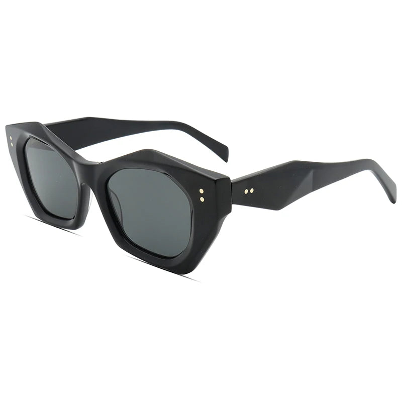 Leopard print polygon sunglasses with acetate frame UV400 lenses for men and women