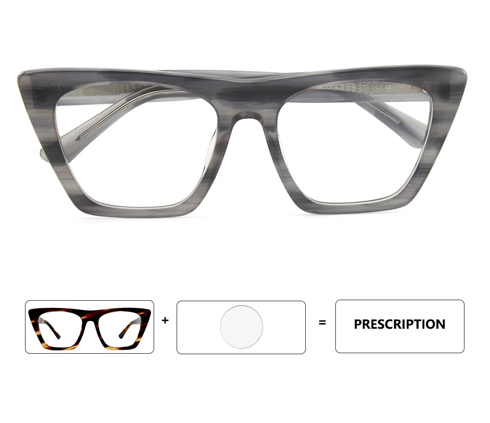 Women's oversized cat eye acetate optical glasses frame