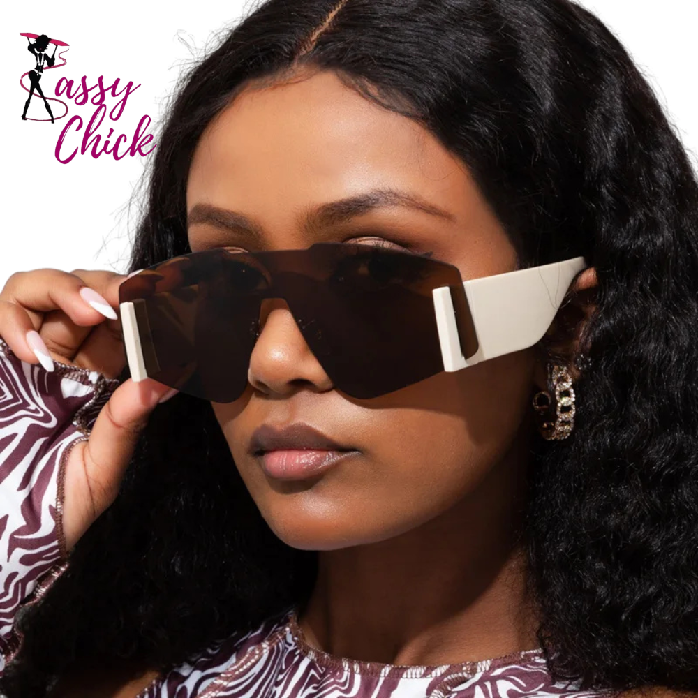 Oversized Frameless Sunglasses for Women | UV400 Sassy Chick logo