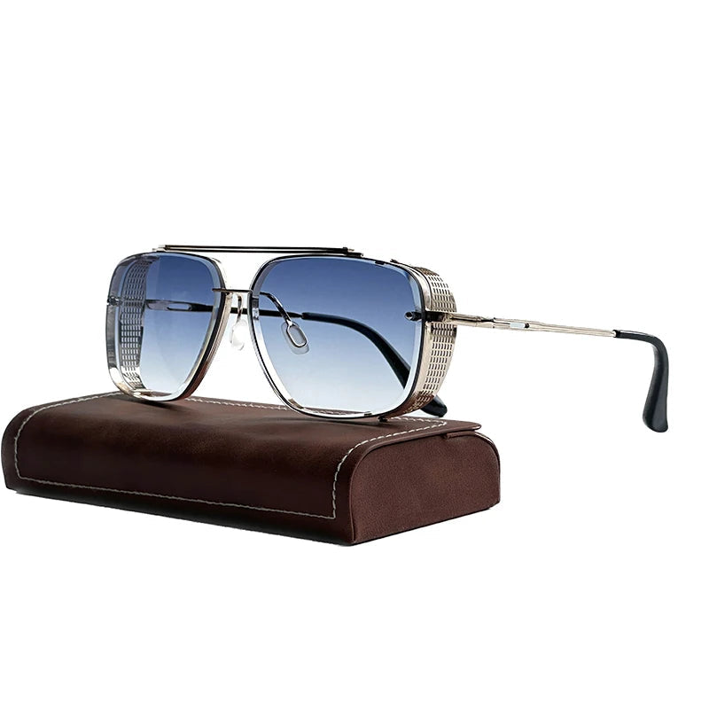 Oversized punk steampunk square sunglasses for men