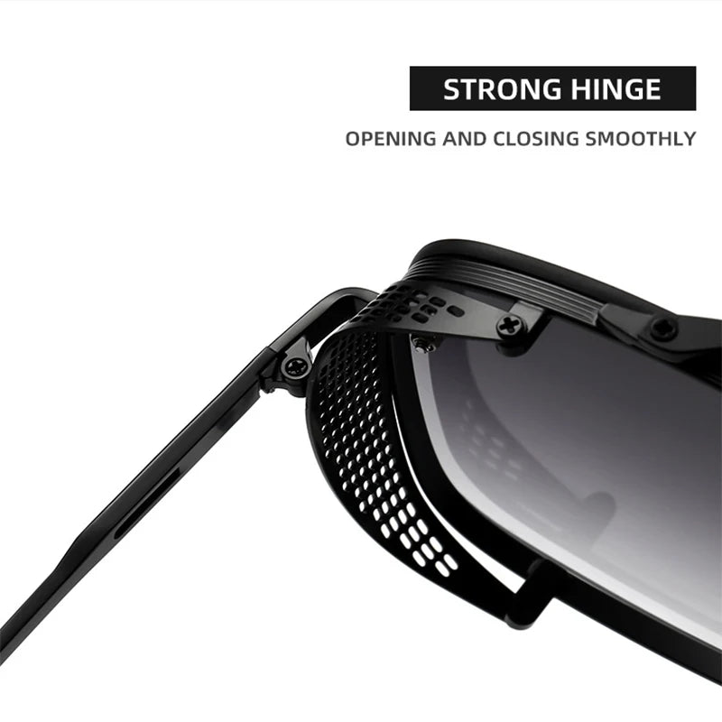 Oversized punk steampunk square sunglasses for men