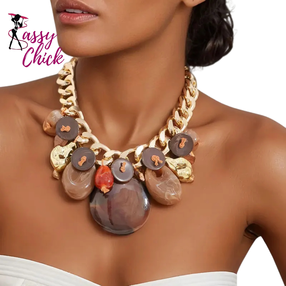 Party Statement Beads &Chain Necklace Jewelry Sassy Chick