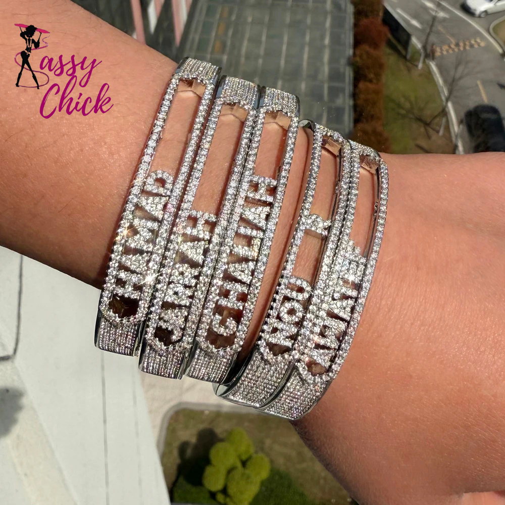Personalized Name Paved 5A Cubic Zirconia Customize Bracelet SAssy Chick