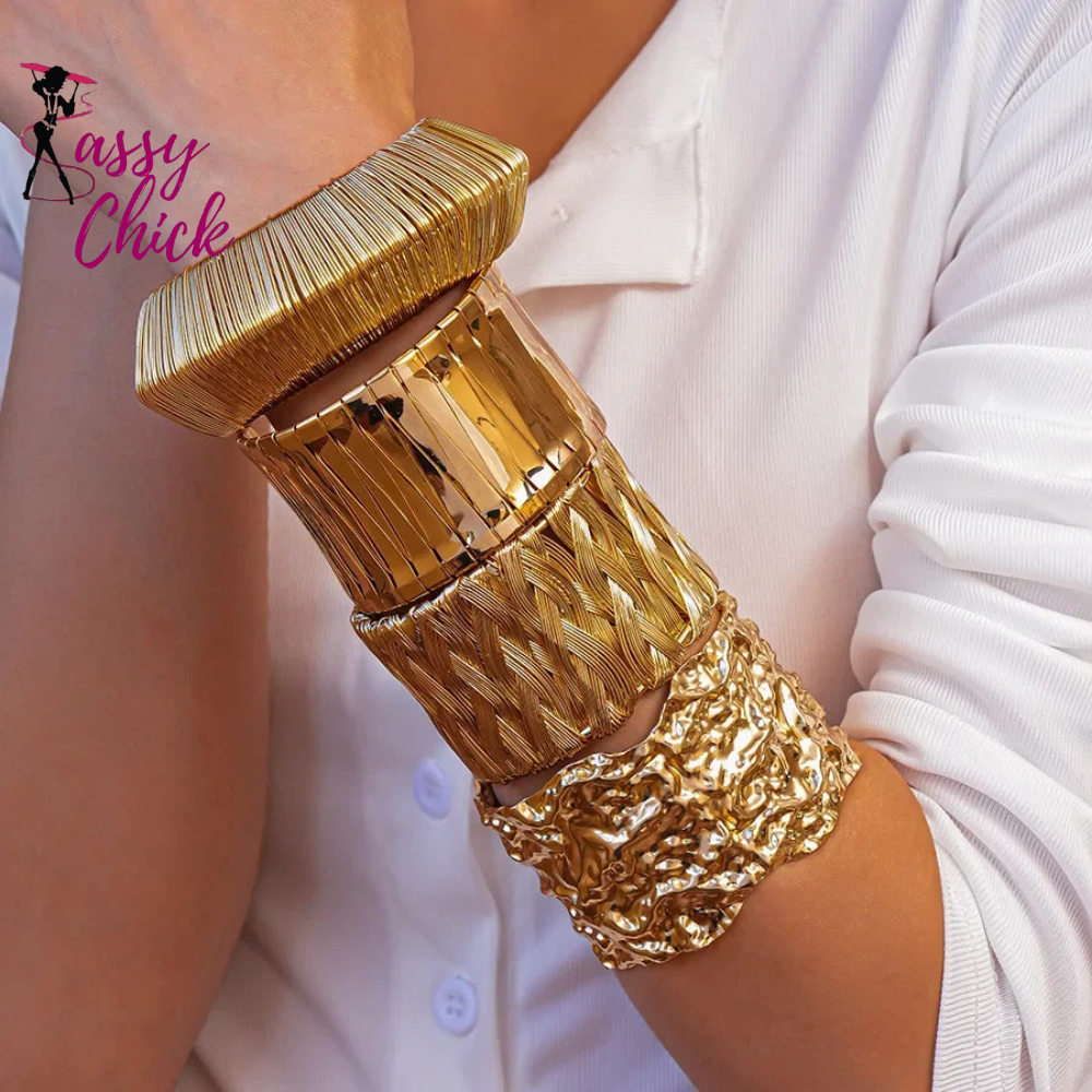 Punk Stainless Metal Geometric Cuff Bracelets Bangles Sassy chick