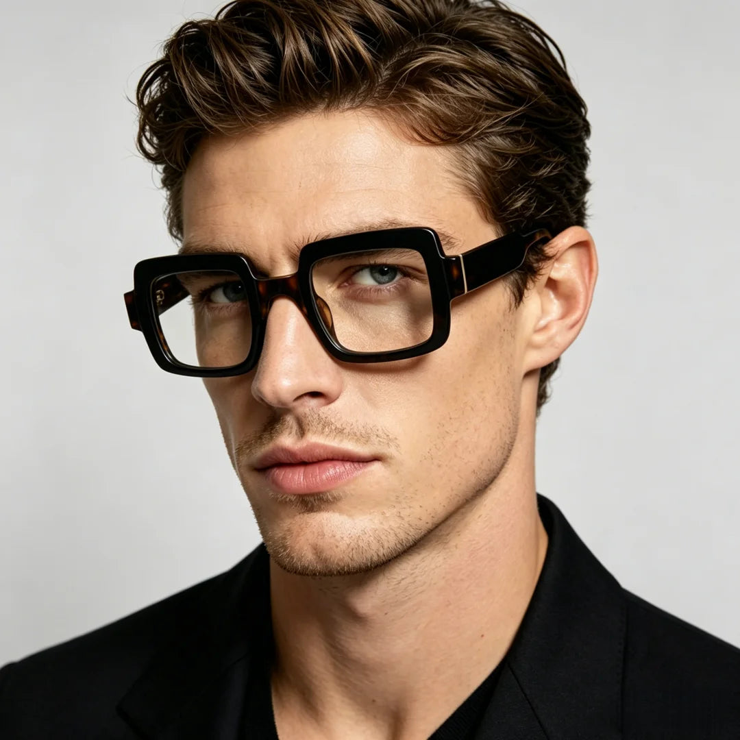 Unisex retro square acetate optical eyeglasses frame full rim design