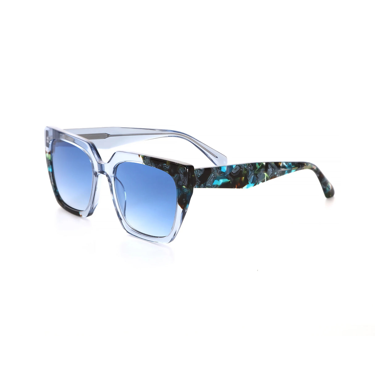 Women wearing retro square sunglasses with acetate frame and UV400 protection
