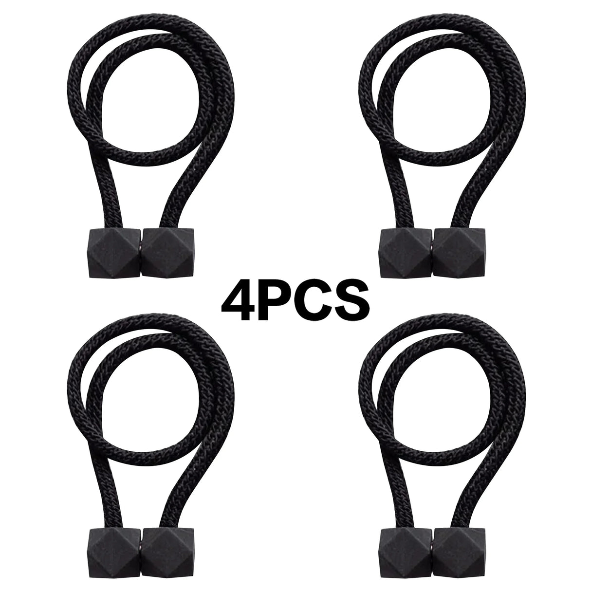 Set of 4 magnetic curtain tiebacks with thick rope design in a living room