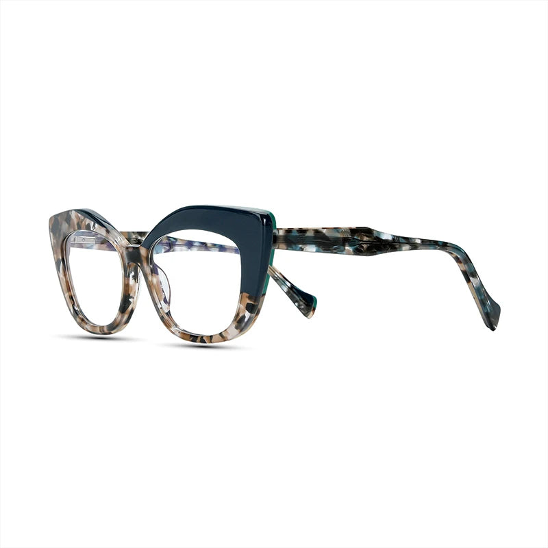 Women’s vintage multicolor cat eye glasses with acetate frame and clear lenses