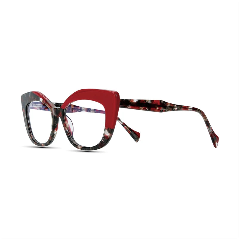 Women’s vintage multicolor cat eye glasses with acetate frame and clear lenses