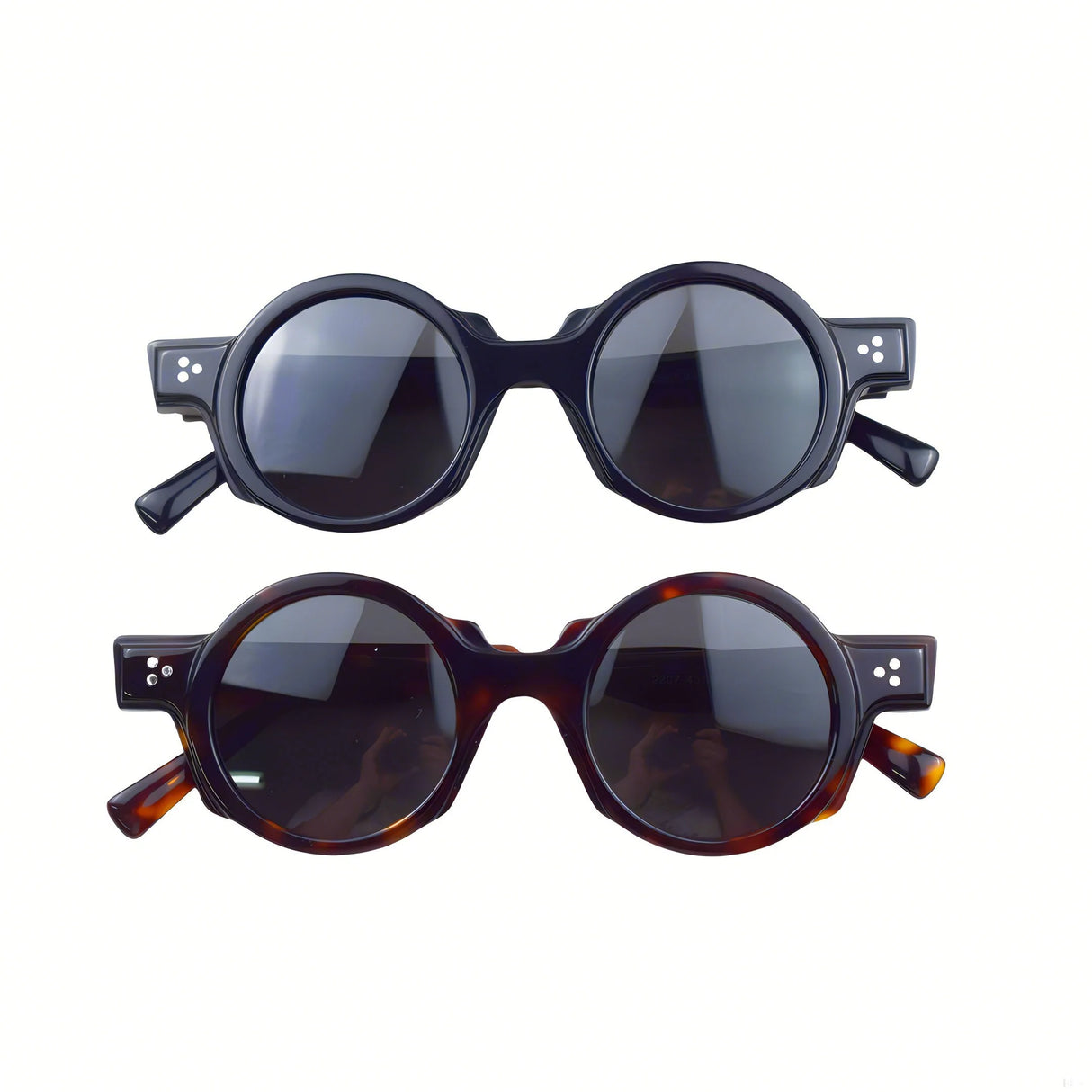 Men's vintage round acetate sunglasses with thick tortoiseshell frame