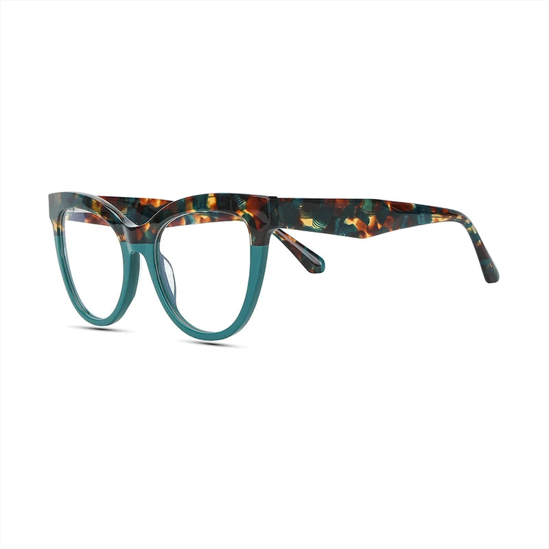 Women’s vintage tortoiseshell cat eye optical glasses with acetate frame and metal hinges