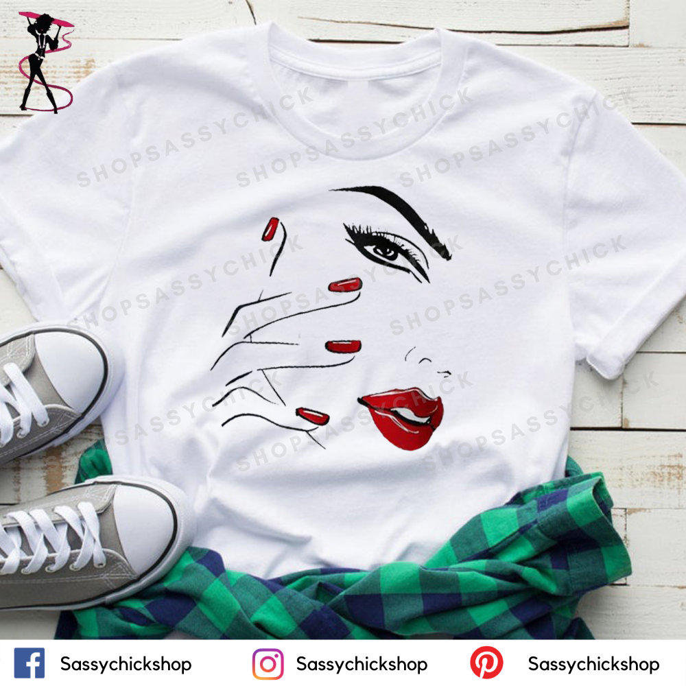 Red Nail Lips T-Shirt - Shop Sassy Chick