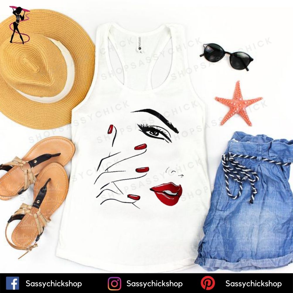 Red Nail Lips Tanks - Shop Sassy Chick