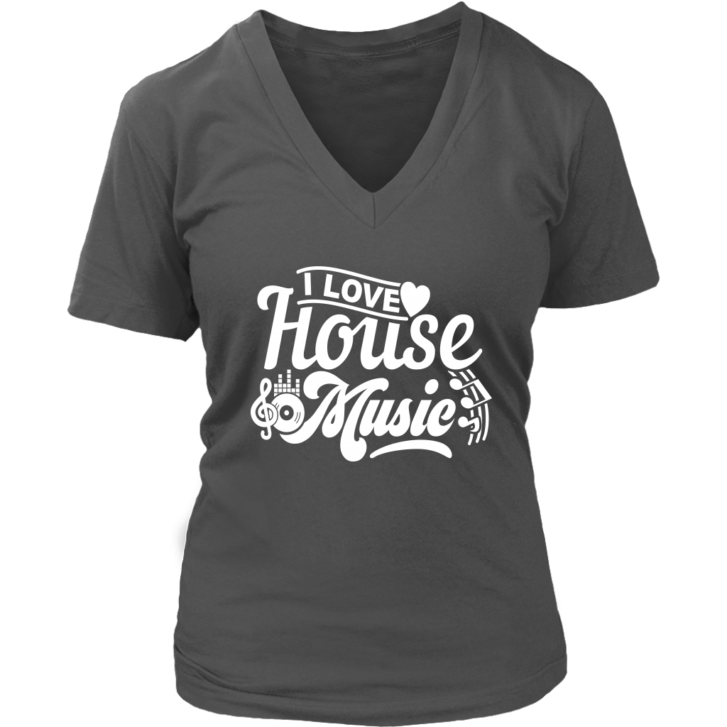 I Love House Music V-Neck - Shop Sassy Chick
