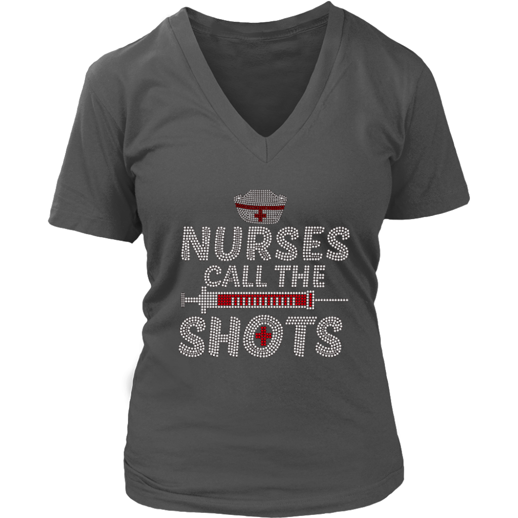 Nurses Call the Shots Women's V-Neck Tee - Heather | Shop Sassy Chick