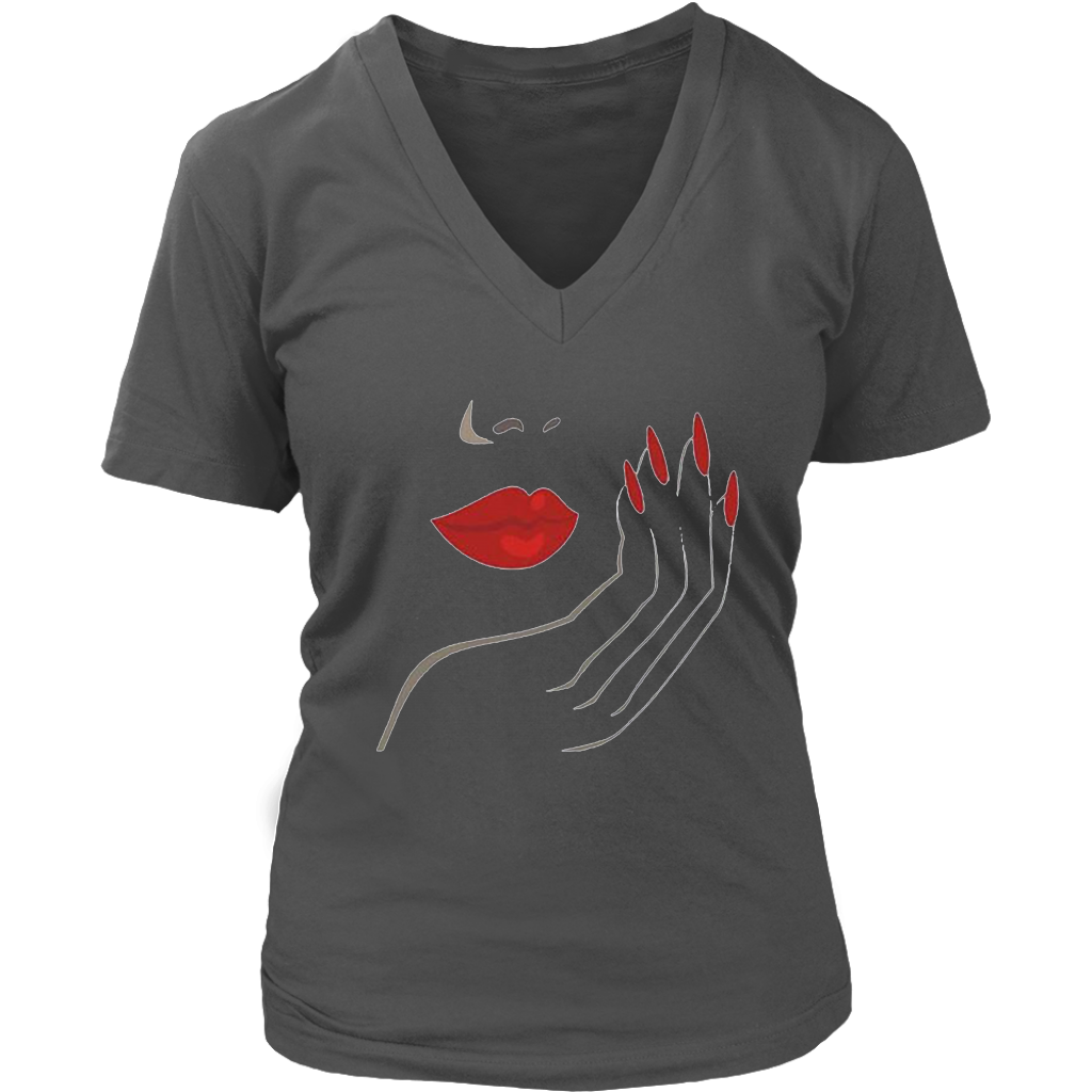 Lips And Nails V-Neck - Shop Sassy Chick