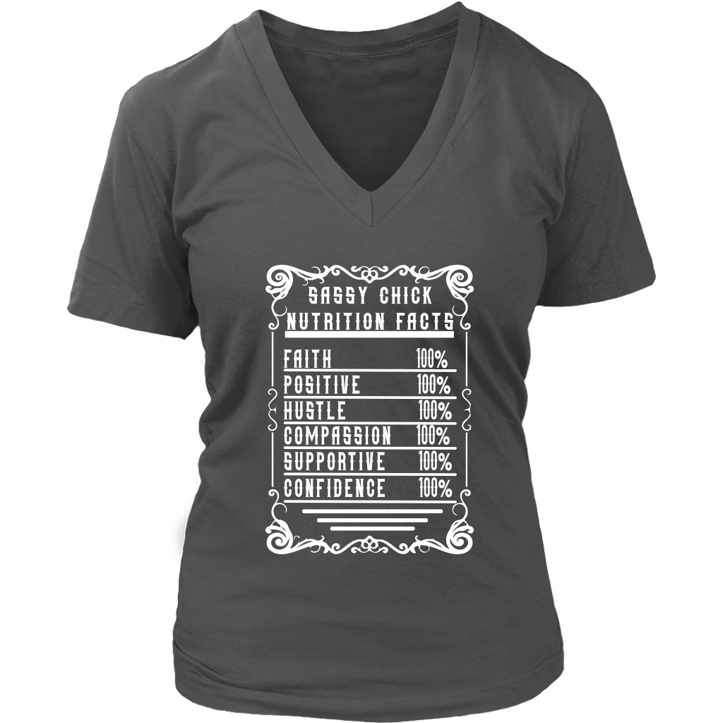 Sassy Nutrition Women's V-Neck T-Shirt | Shop Sassy Chick - Grey