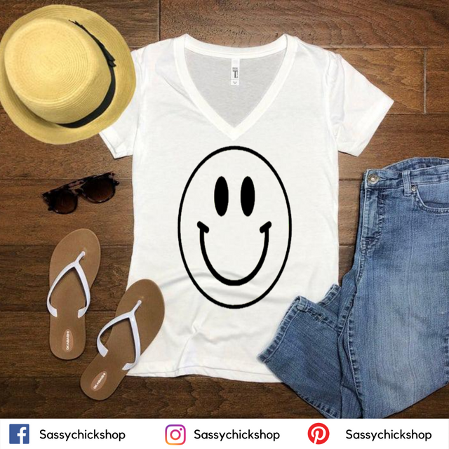 Smiley V-Neck - Shop Sassy Chick