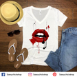 Black Red Lips V-Neck - Shop Sassy Chick
