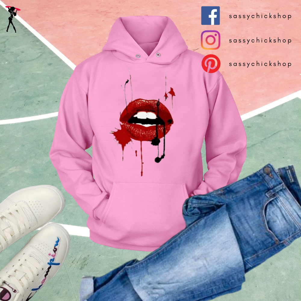Black Red Lips Hoodies